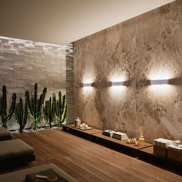Applique murale LED Satori en aluminium, blanc, hauteur 8 cm, 2700 K, 17 W