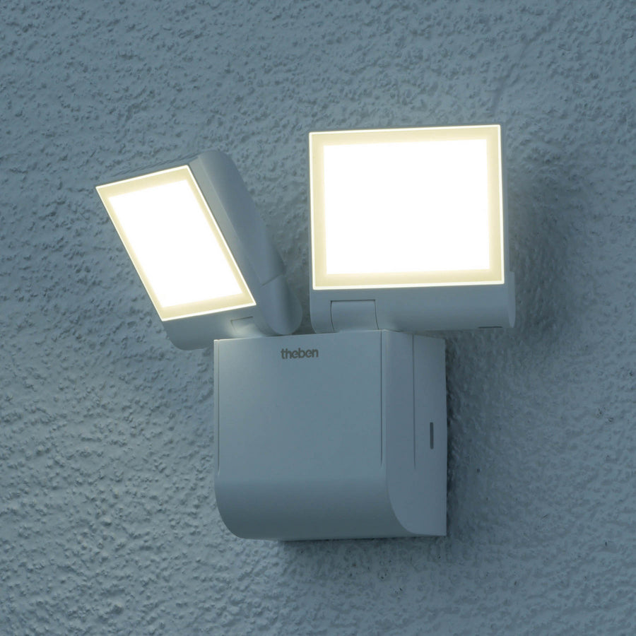 Applique d'extérieur LED theLeda S17-100L en métal, blanc, 2 lumières, hauteur 16 cm