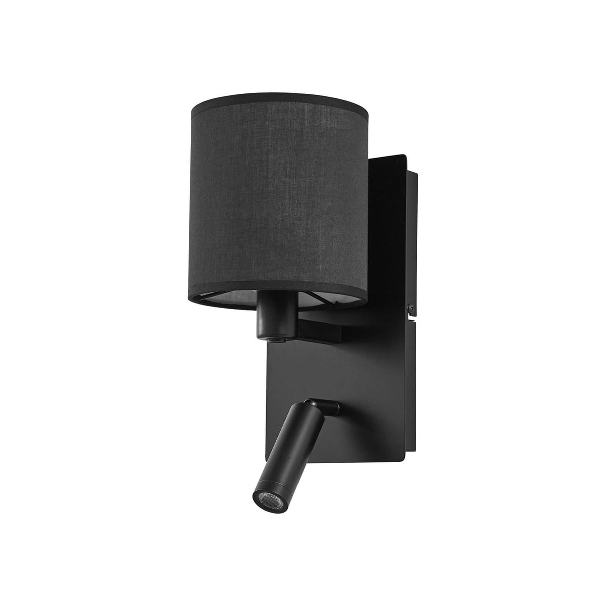 Applique murale Aiden en tissu, noir, 2 lumières, hauteur 30,8 cm