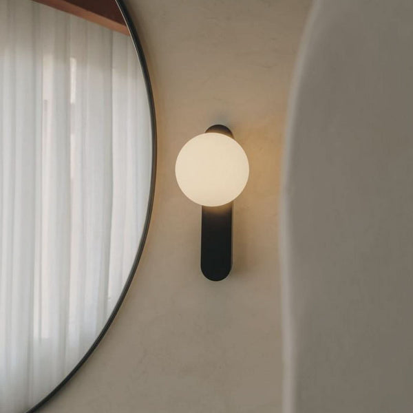 Applique murale LED Perlina en verre, noir, hauteur 23,7 cm, IP44, 8,8 W, largeur 12 cm