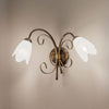 Applique murale Odino en verre, bronze et blanc satiné, 2 lumières, hauteur 30 cm