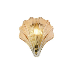 Applique murale Shell en verre, ambre teinté, hauteur 22 cm, IP44