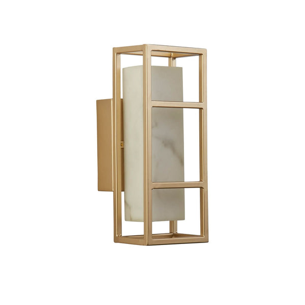 Applique murale LED Mirage en acier, doré et blanc, hauteur 25 cm, IP44