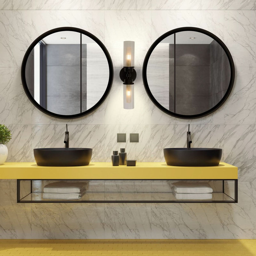 Applique murale Imperial en verre, noir et blanc, 2 lumières, hauteur 10 cm, IP44
