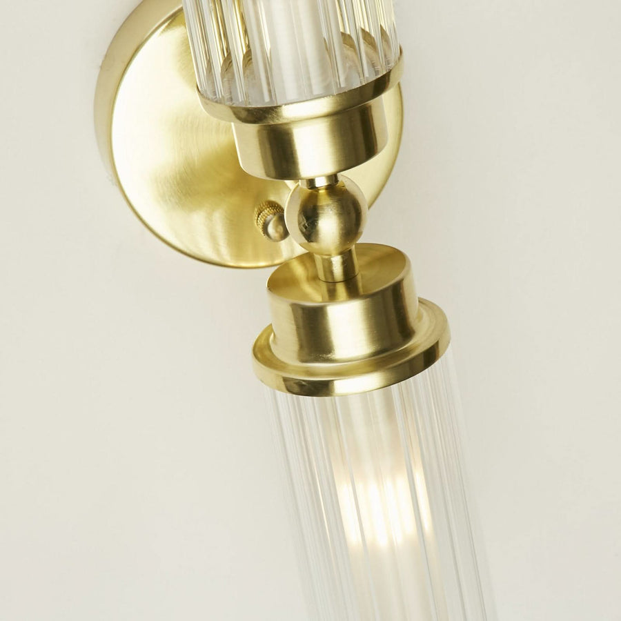 Applique murale Imperial en verre, laiton et blanc, 2 lumières, hauteur 10 cm, IP44