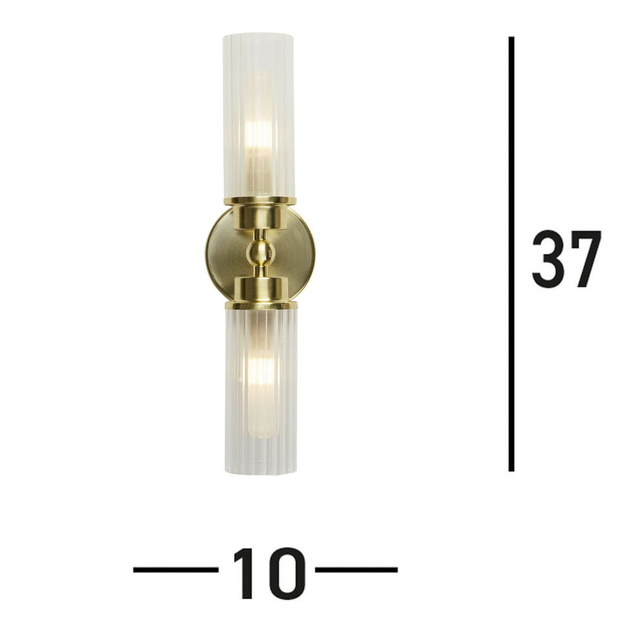 Applique murale Imperial en verre, laiton et blanc, 2 lumières, hauteur 10 cm, IP44