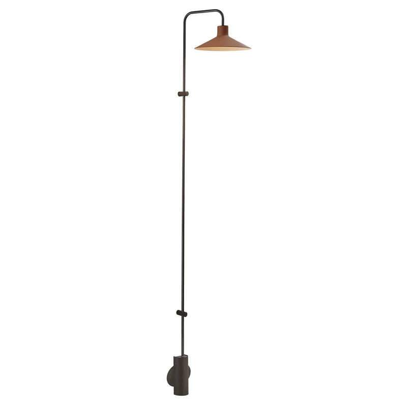 Applique murale LED Platet A/06 en aluminium, terracotta et noir, hauteur 154 cm
