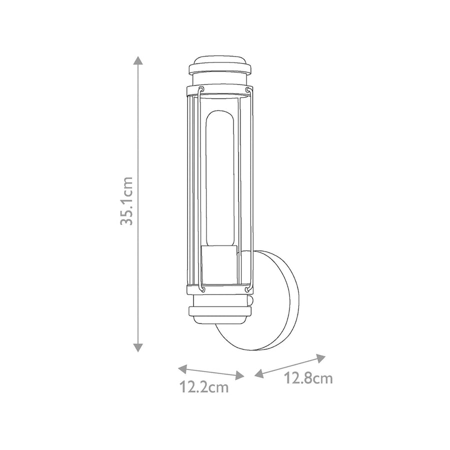 Applique murale Masthead en verre, laiton et transparent, hauteur 35 cm, IP44