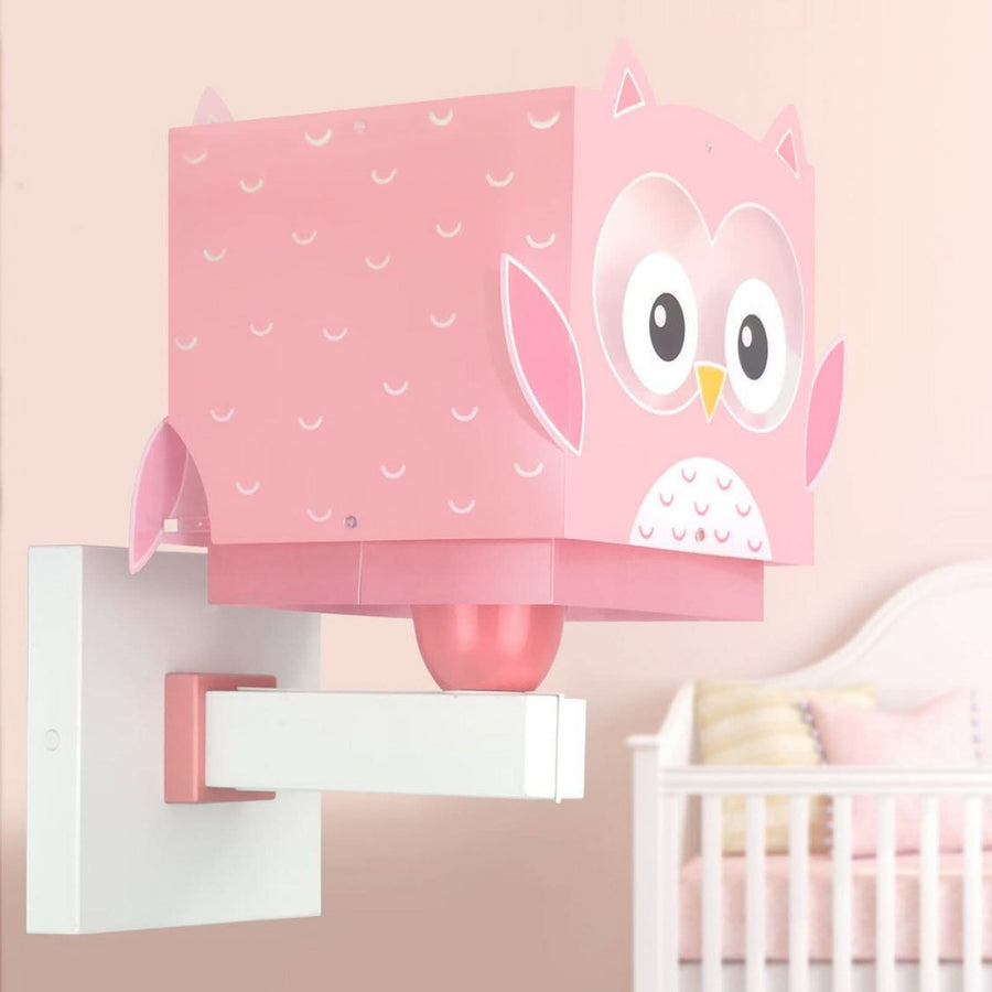 Applique murale Little Owl, rose et blanc, hauteur 25,5 cm