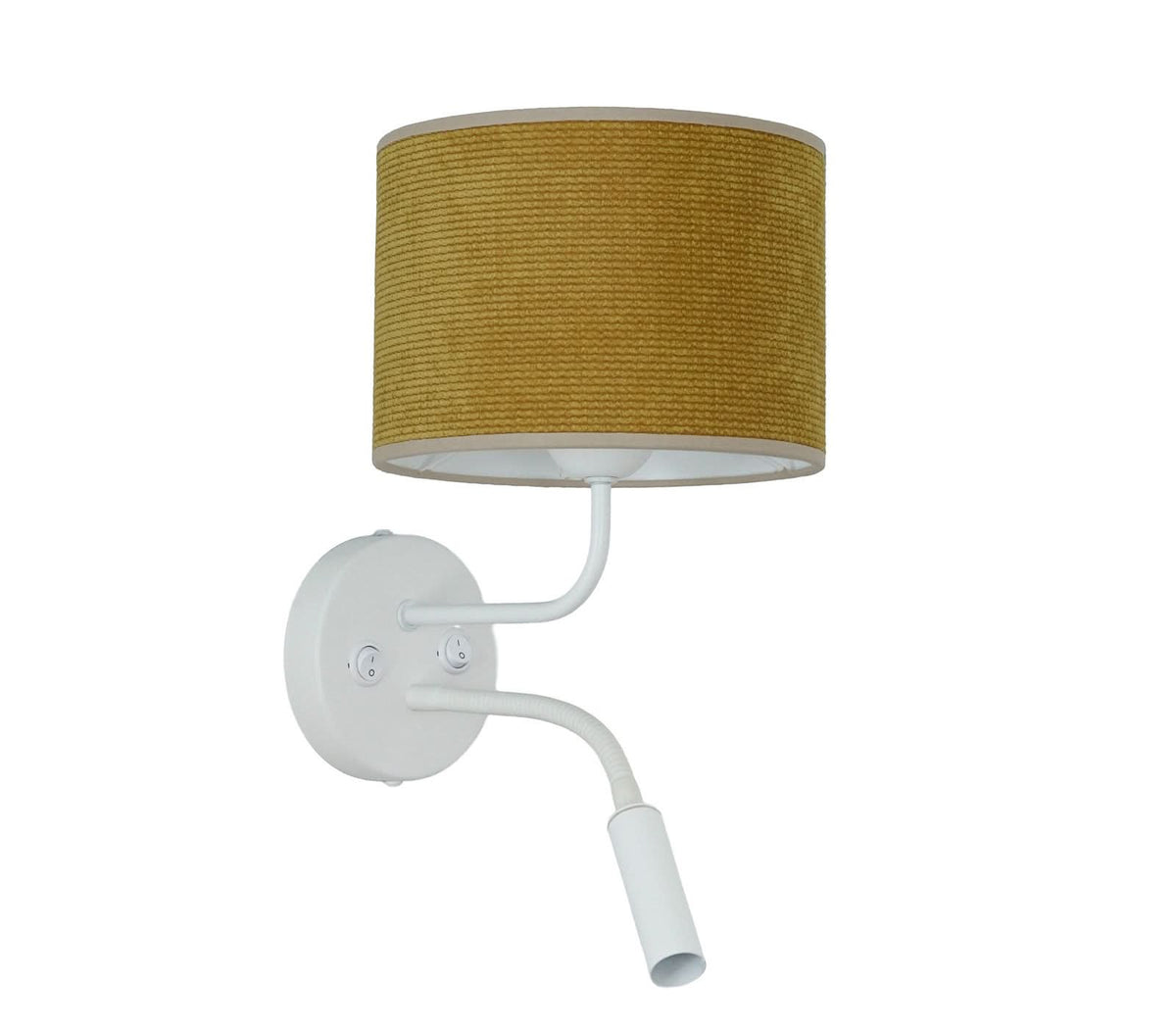 Applique murale Roller en métal, jaune structuré et blanc, 2 lumières, Ø 20 cm