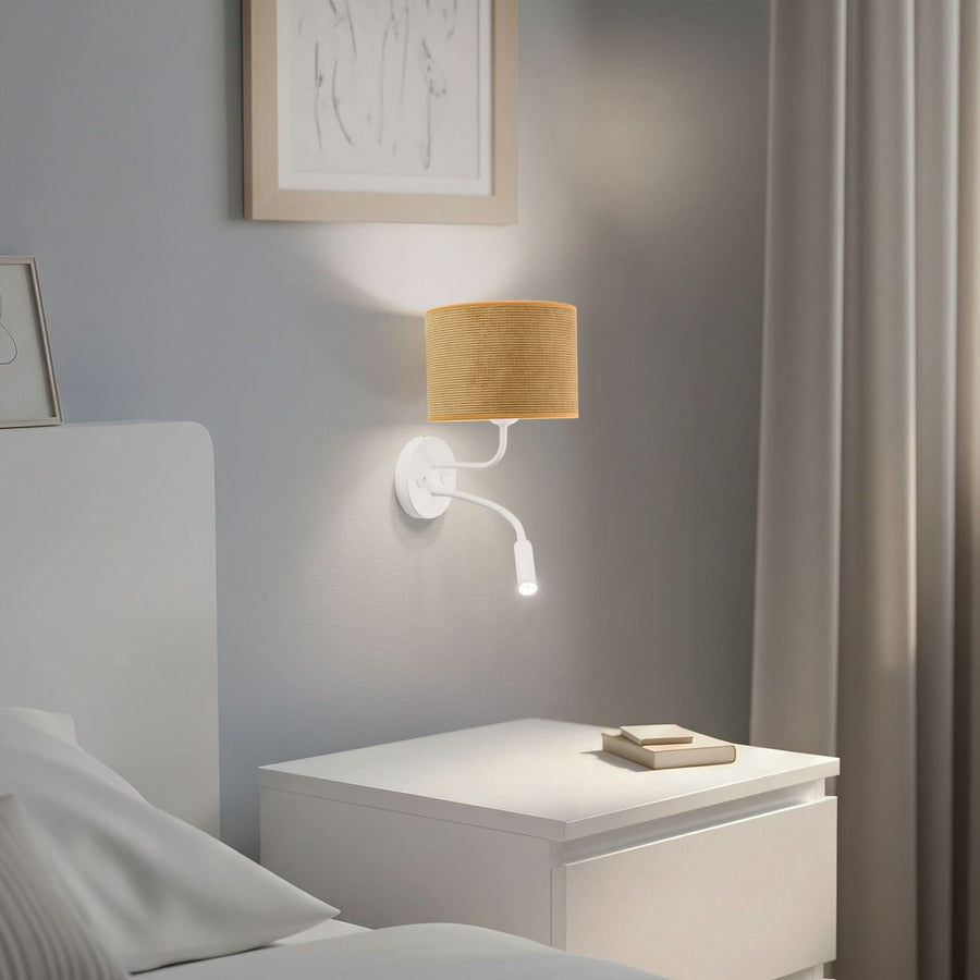Applique murale Roller en métal, jaune structuré et blanc, 2 lumières, Ø 20 cm