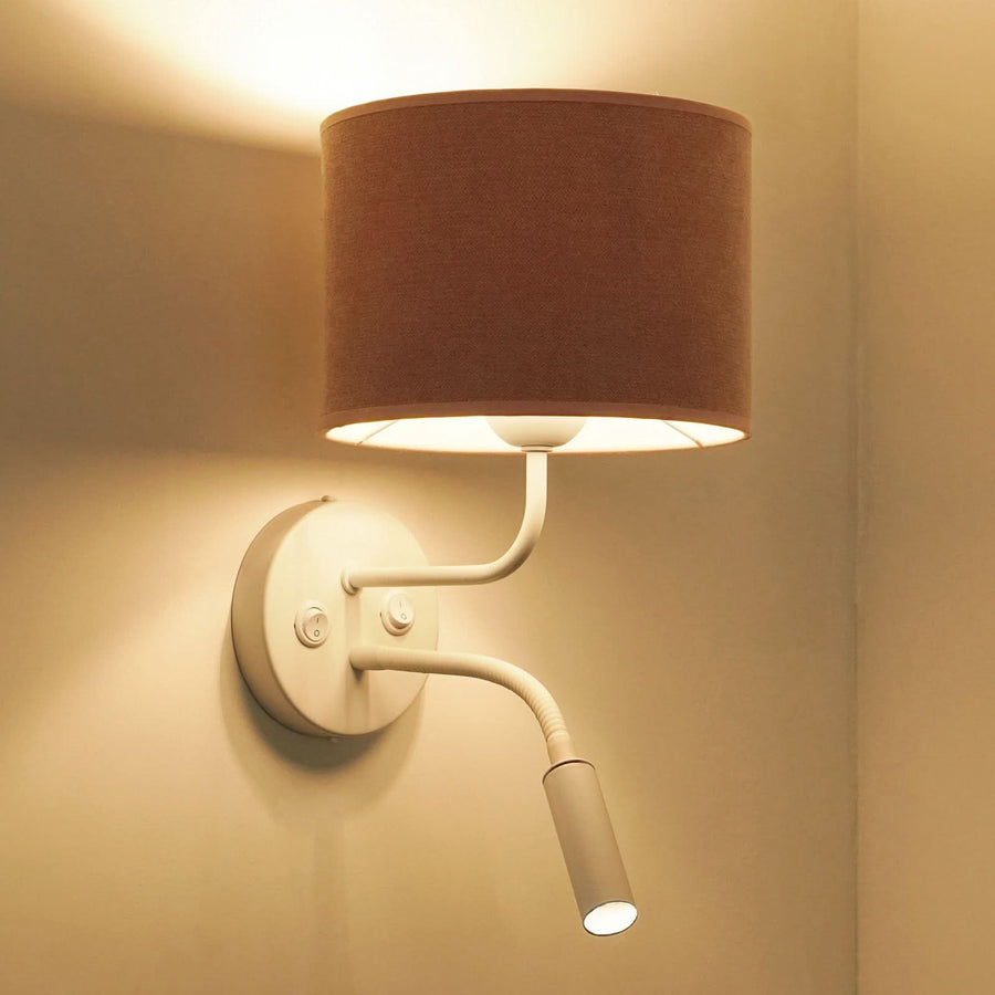 Applique murale Roller en tissu, rose structuré et blanc, 2 lumières, Ø 20 cm