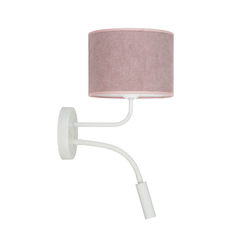 Applique murale Roller en tissu, rose structuré et blanc, 2 lumières, Ø 20 cm