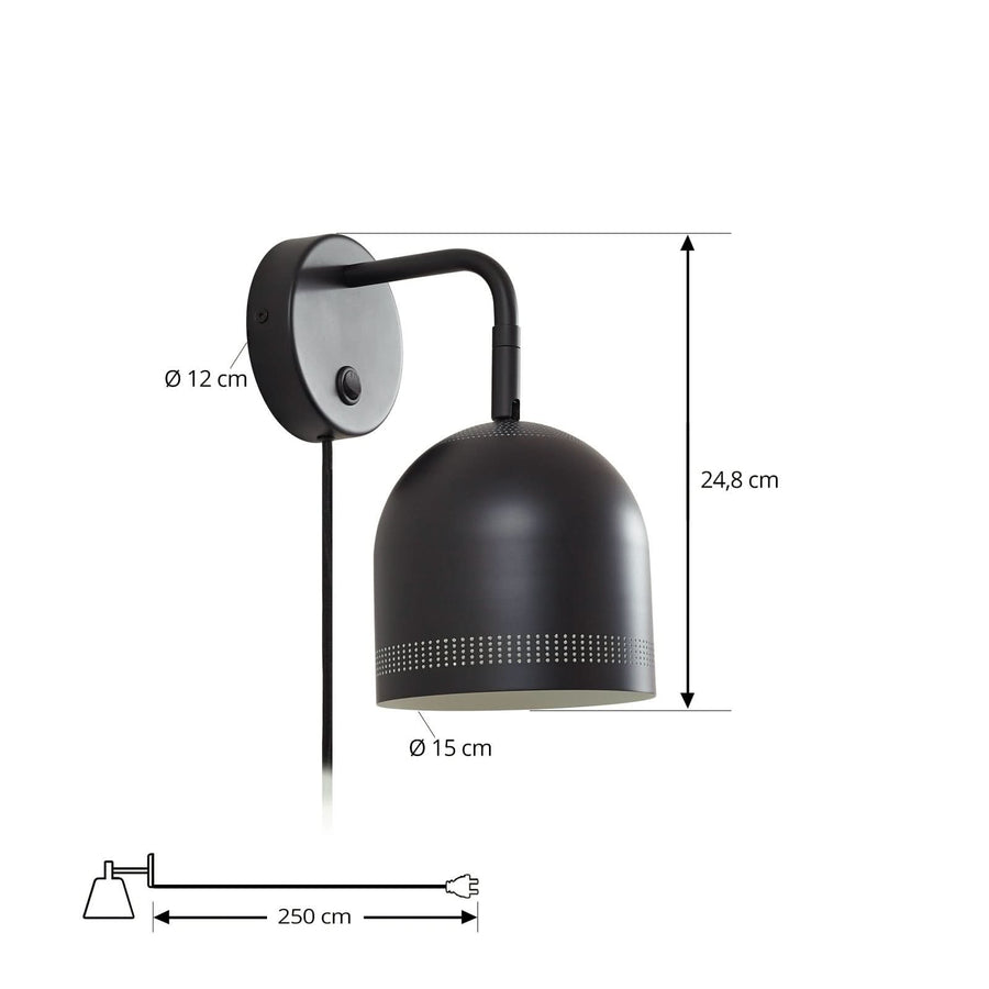 Applique murale Oura en métal, noir mat et blanc, hauteur 28 cm