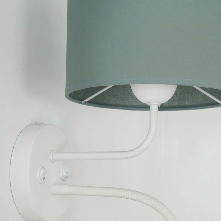 Applique murale Roller en tissu, vert structuré et blanc, 2 lumières, Ø 20 cm