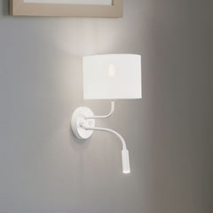 Applique murale Roller en tissu, blanc structuré et blanc, 2 lumières, Ø 20 cm