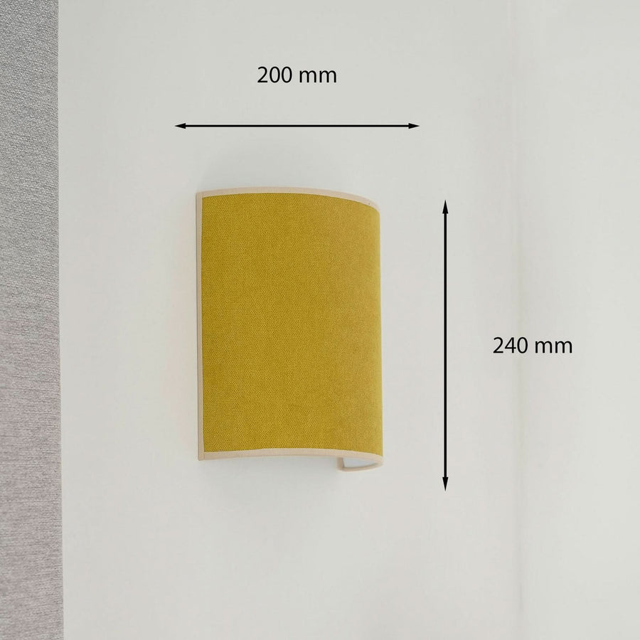 Applique murale Celine en tissu, jaune structuré, hauteur 24 cm