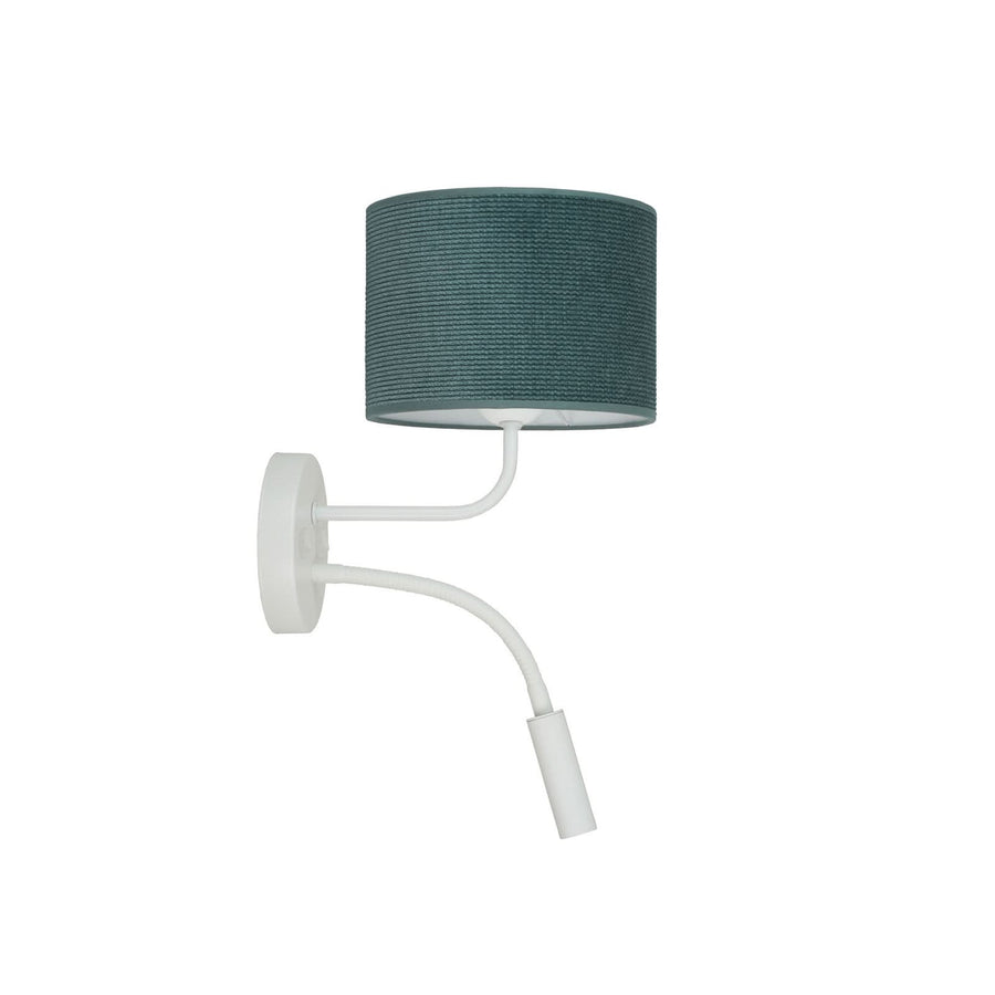 Applique murale Roller en métal, blanc et vert menthe, 2 lumières, hauteur 30 cm