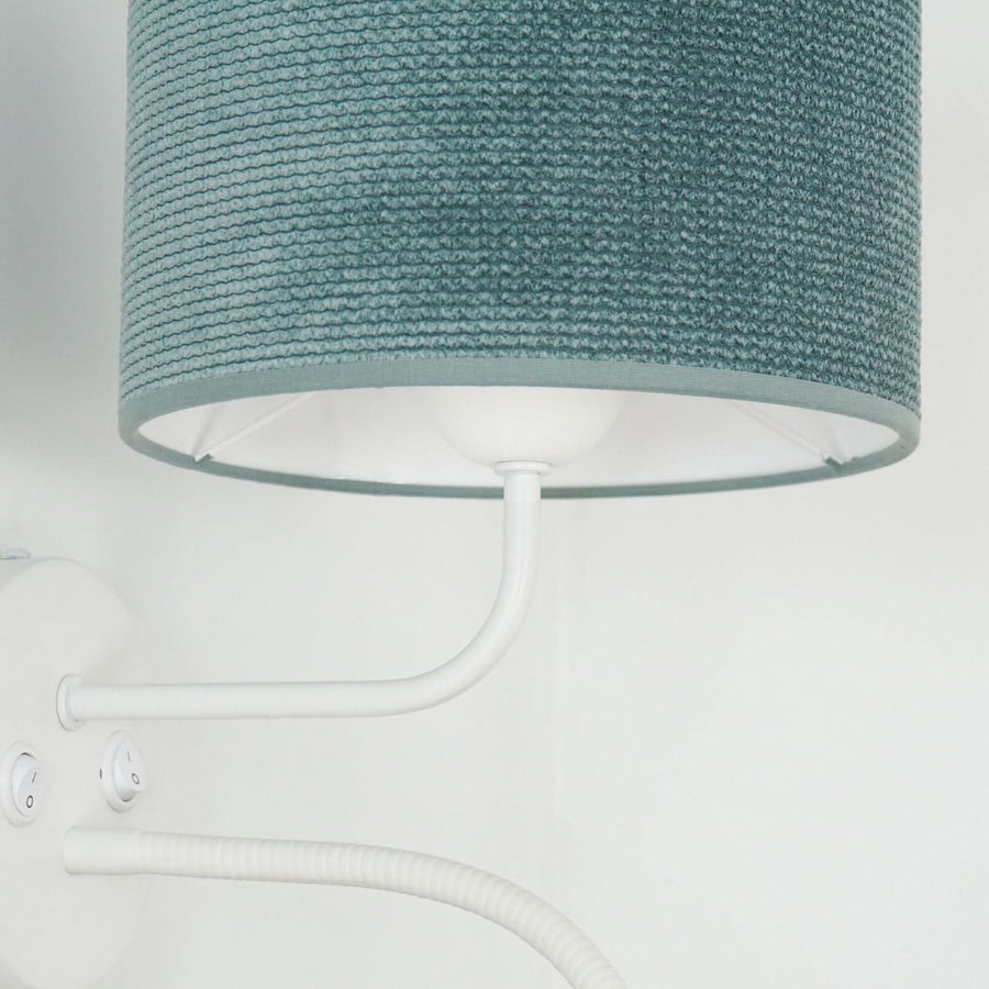 Applique murale Roller en métal, blanc et vert menthe, 2 lumières, hauteur 30 cm