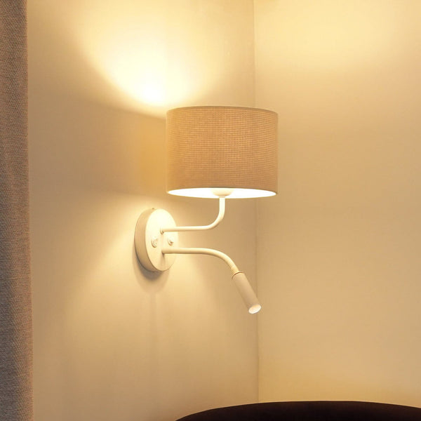 Applique murale Roller en métal, blanc, 2 lumières, hauteur 30 cm