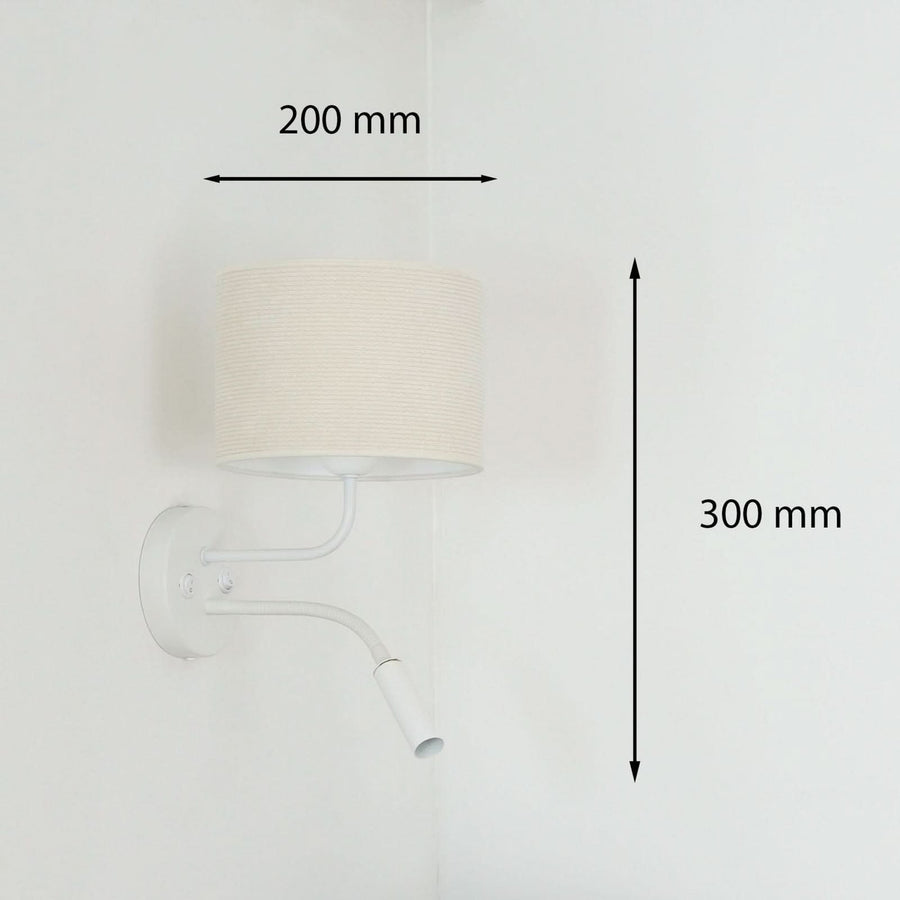 Applique murale Roller en métal, blanc, 2 lumières, hauteur 30 cm