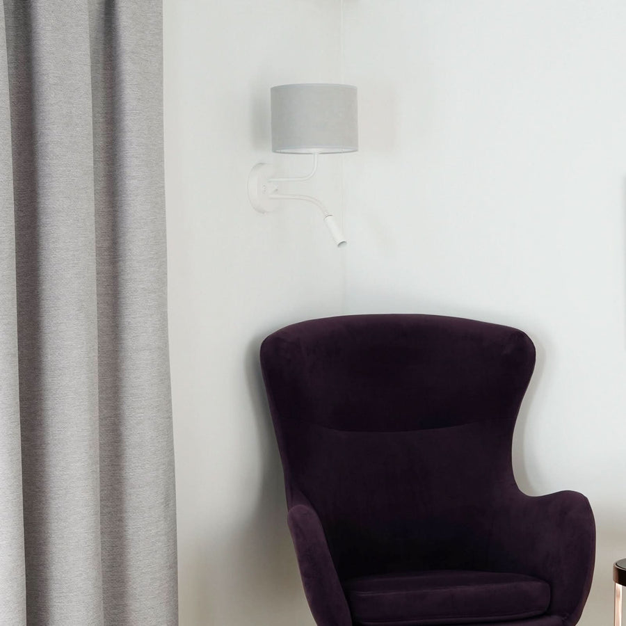 Applique murale Roller en tissu, blanc et gris clair, 2 lumières, hauteur 30 cm