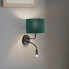 Applique murale Roller en velours, noir et vert foncé, 2 lumières, hauteur 30 cm