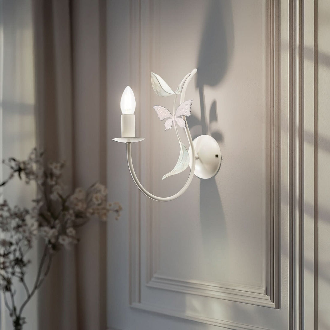 Applique murale Summer en acier, blanc, hauteur 35 cm