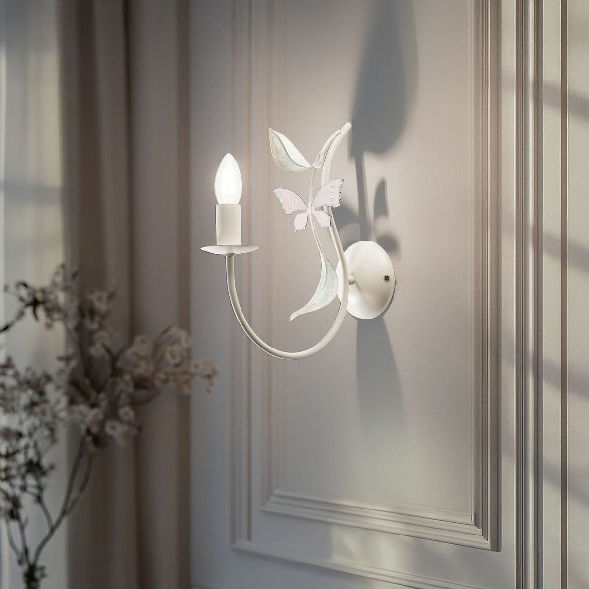Applique murale Summer en acier, blanc, hauteur 35 cm