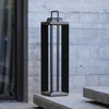 Lampe solaire d'extérieur LED Teckalu en aluminium, noir et teck, hauteur 90 cm