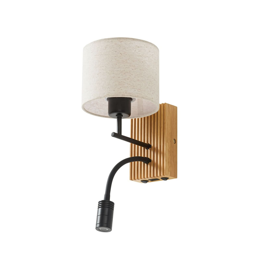 Applique murale Lieske en bois, beige, hauteur 39 cm