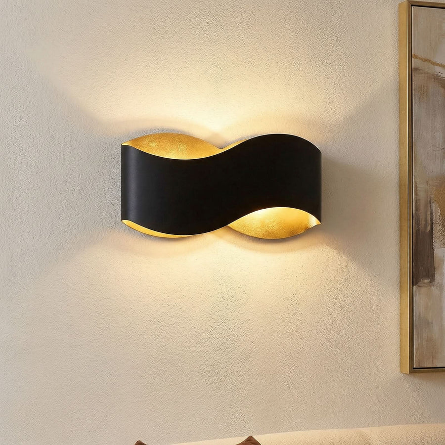 Applique murale Dailin en métal, noir, 2 lumières, hauteur 15 cm