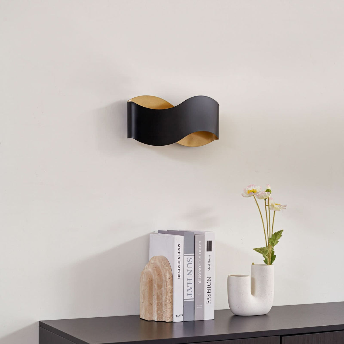 Applique murale Dailin en métal, noir, 2 lumières, hauteur 15 cm