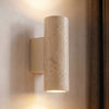 Applique murale Tavira en pierre, beige, 2 lumières, hauteur 23 cm