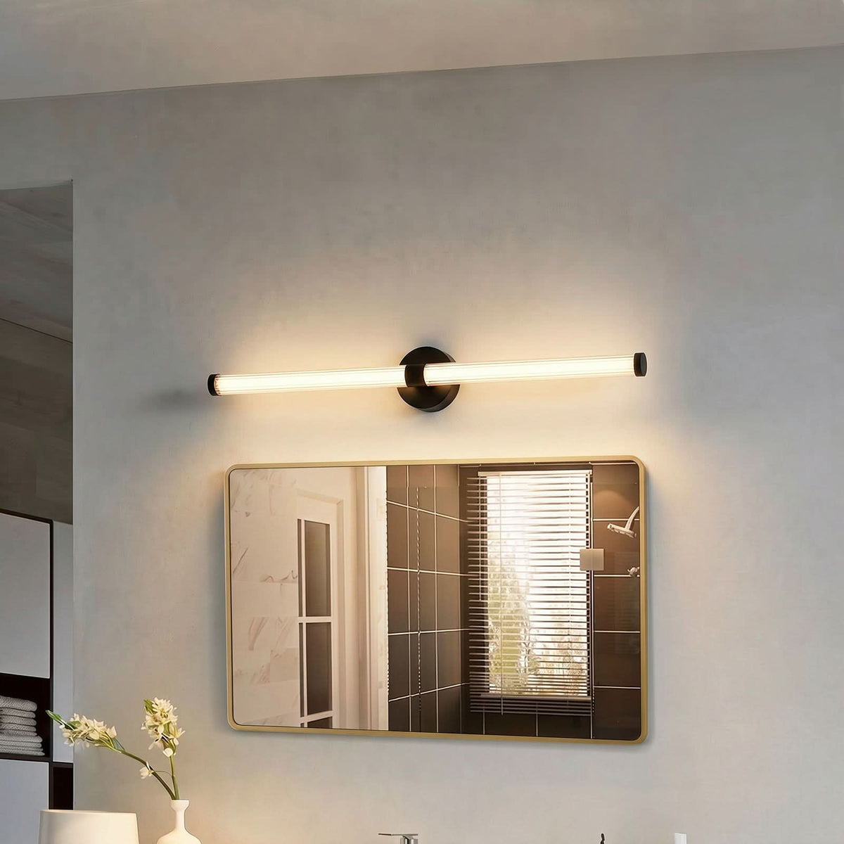 Applique murale LED Melisa en verre, noir, hauteur 9,4 cm, IP44