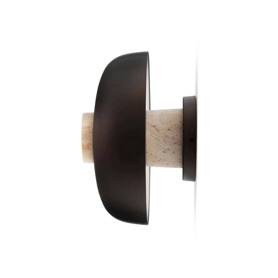 Applique murale LED Reverse en pierre, bronze et beige, Ø 24,3 cm