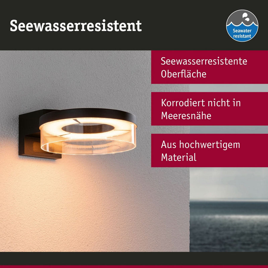 Applique d'extérieur LED Capera en aluminium, anthracite, Ø 23,1 cm, IP44