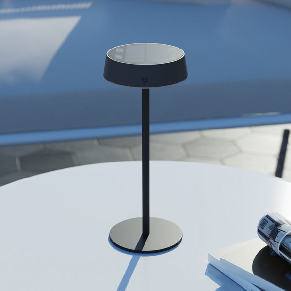 Lampe à poser d'extérieur LED rechargeable Parma en aluminium, noir, Ø 13 cm, IP54