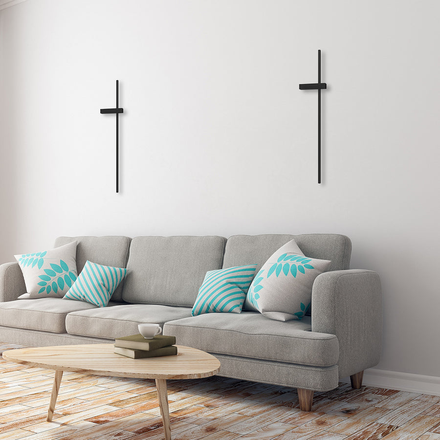 Applique murale LED Vision en métal, noir, hauteur 90 cm