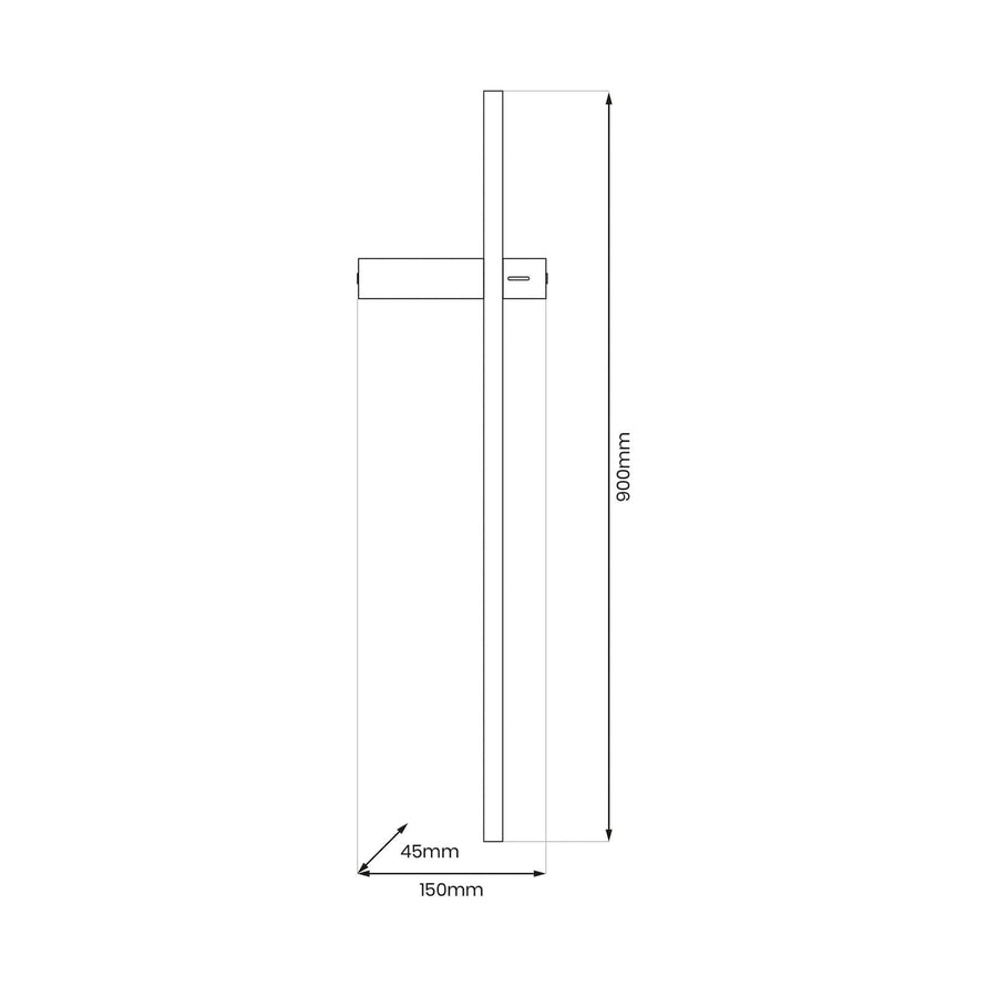 Applique murale LED Vision en métal, noir, hauteur 90 cm