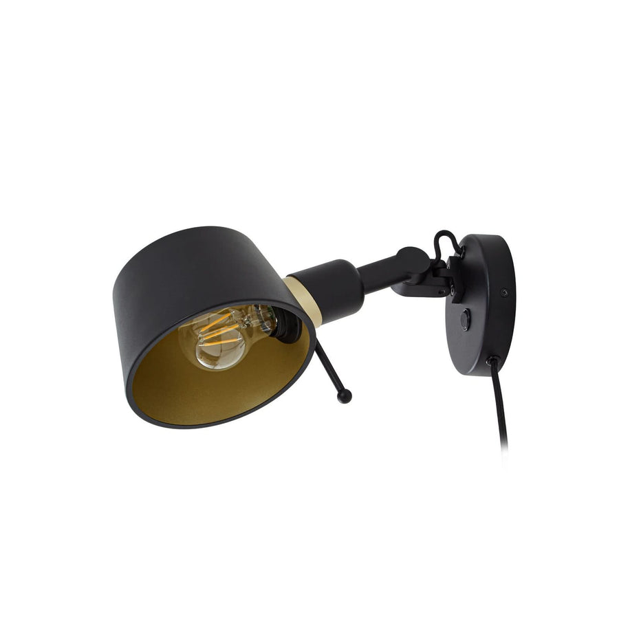 Applique murale Silka en métal, noir et doré, hauteur 14 cm