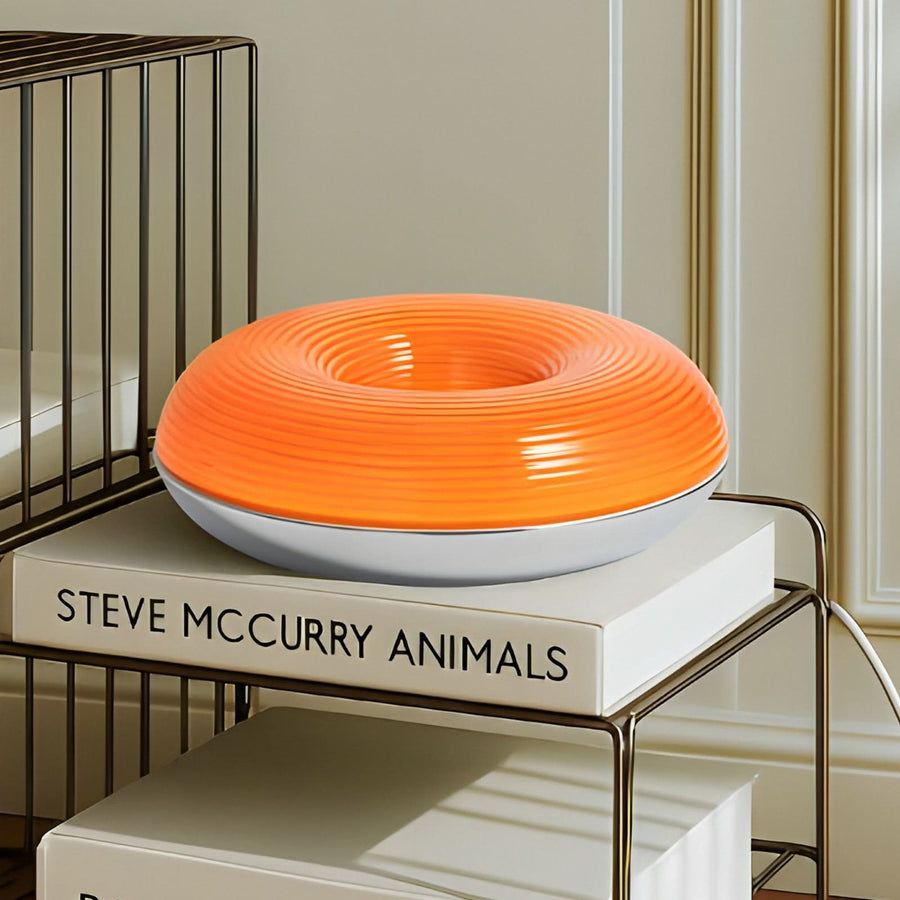 Applique murale LED Fjora en verre, orange et chromé, Ø 30 cm