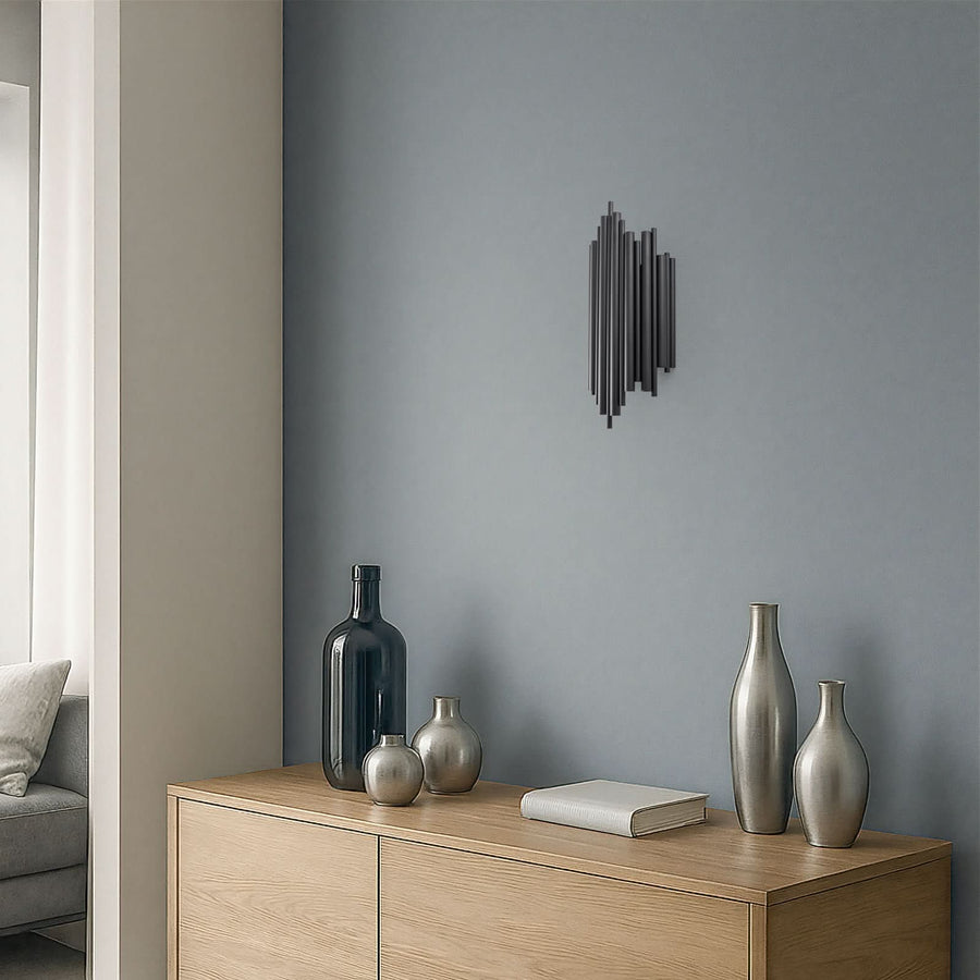 Applique murale Reis en métal, noir, hauteur 50 cm