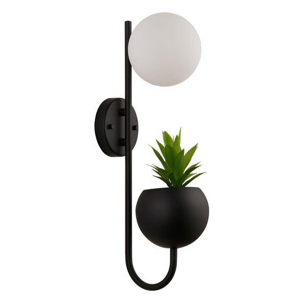 Applique murale Makarius en verre, blanc et noir, hauteur 46 cm