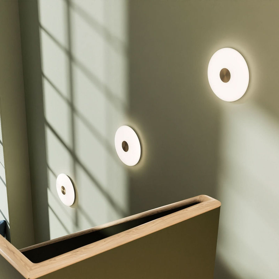 Applique murale LED Glint en verre, blanc, Ø 36 cm