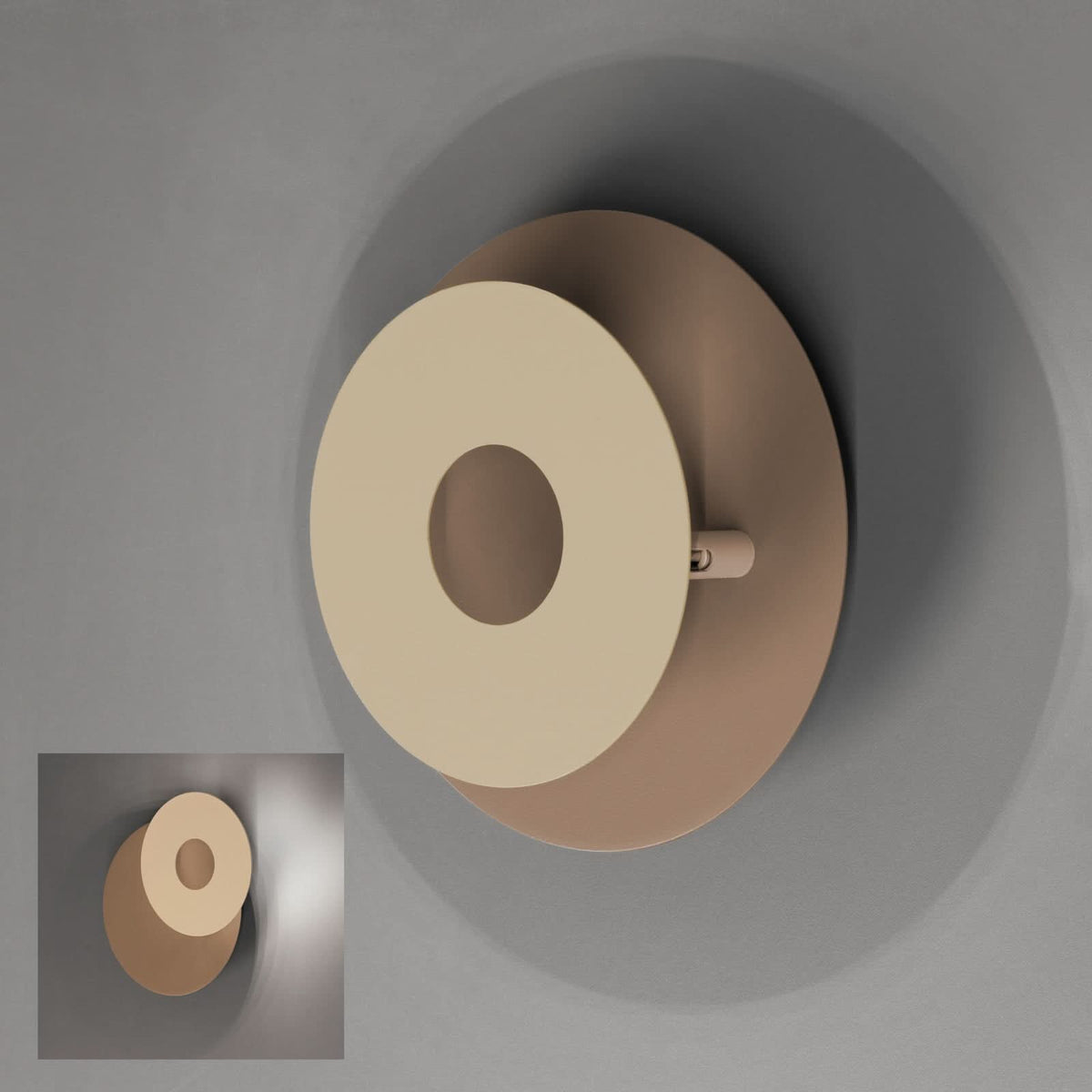 Applique murale LED Hennes en métal, beige et sable, Ø 18 cm