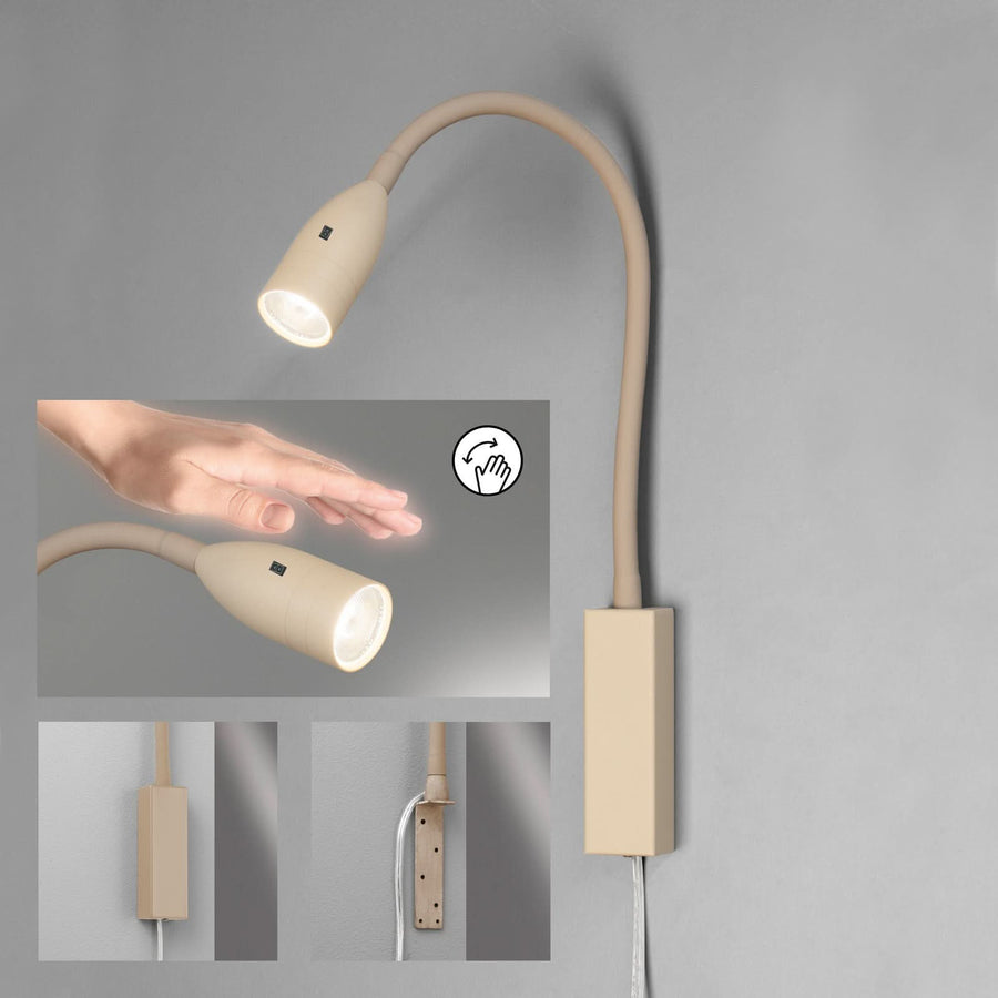Applique murale LED Sten en métal, sable, hauteur 61 cm