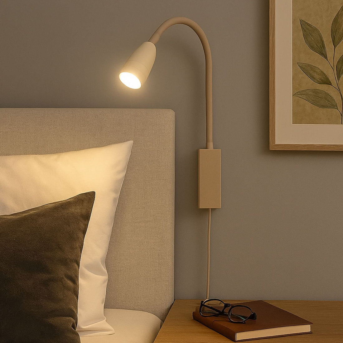 Applique murale LED Sten en métal, sable, hauteur 61 cm