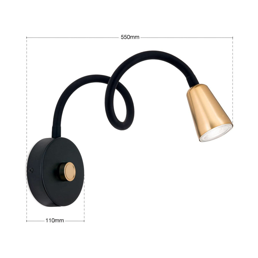 Applique murale Dotty en acier, laiton