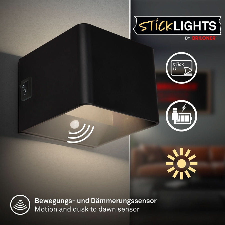 Applique murale LED rechargeable Barro en métal, noir mat, hauteur 10 cm
